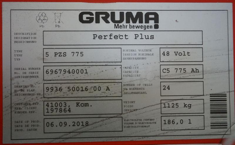 GRUMA 48 Volt 5 PzS 775 Ah - Battery: picture 5 GRUMA 48 Volt 5 PzS 775 Ah - Battery: picture 5
