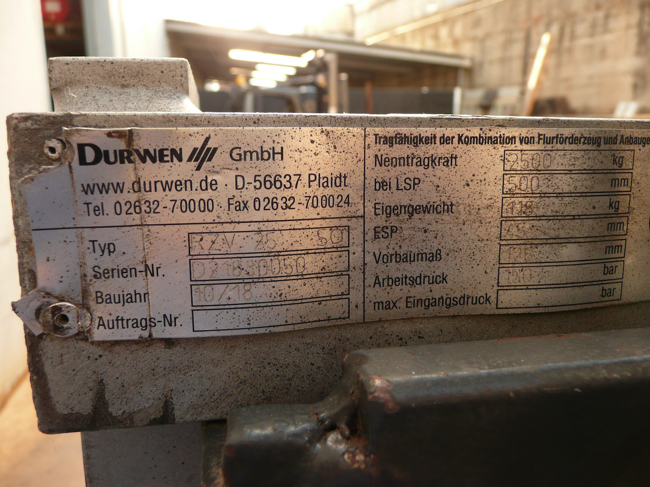 DURWEN RZV 25 SO - Attachment for Forklift: picture 5 DURWEN RZV 25 SO - Attachment for Forklift: picture 5