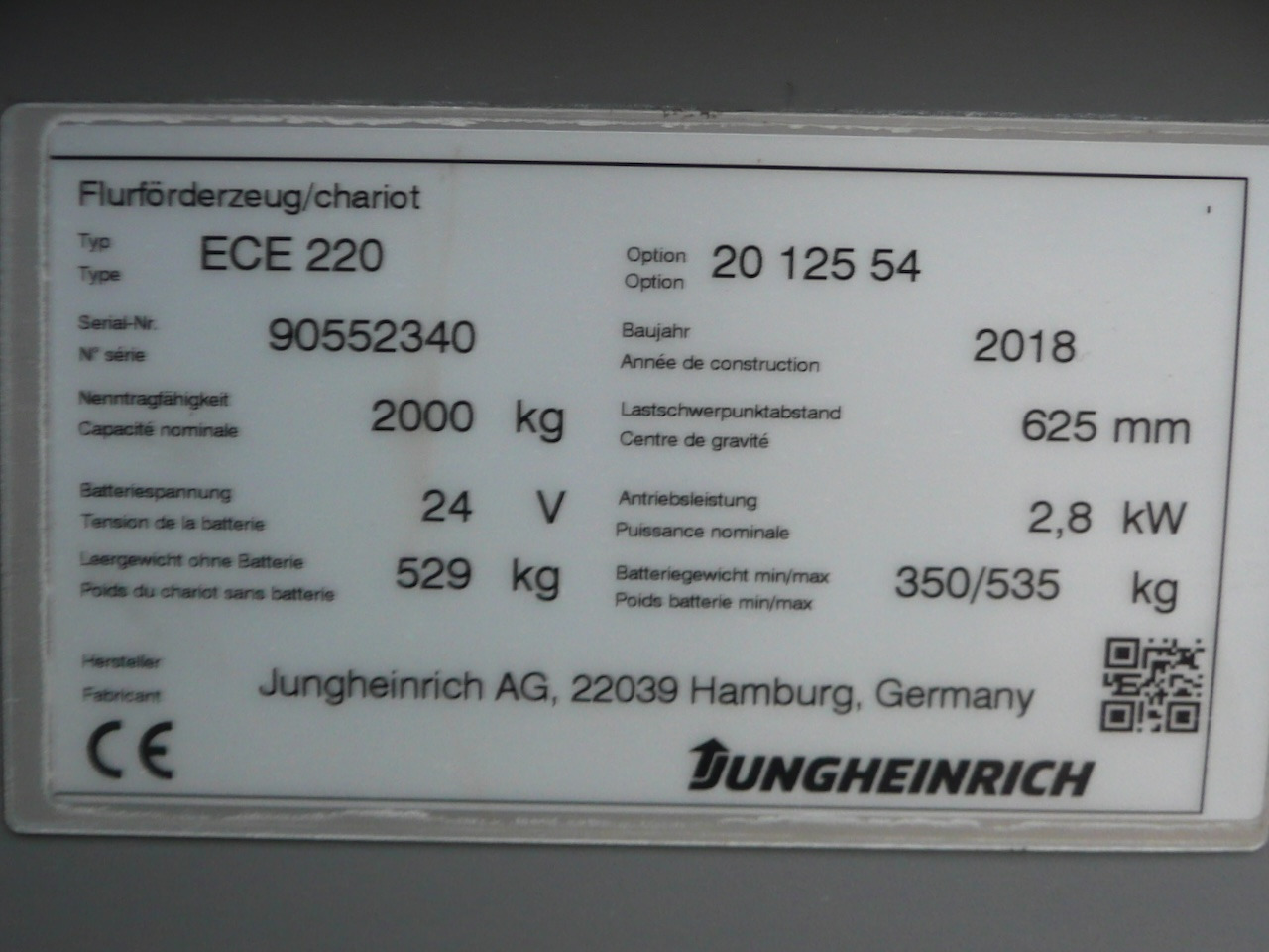 Order picker Jungheinrich ECE 220 1250x540mm: picture 7