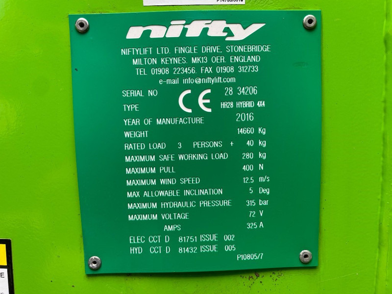 Niftylift HR 28 Hybrid 4x4 - Articulated boom: picture 3 Niftylift HR 28 Hybrid 4x4 - Articulated boom: picture 3