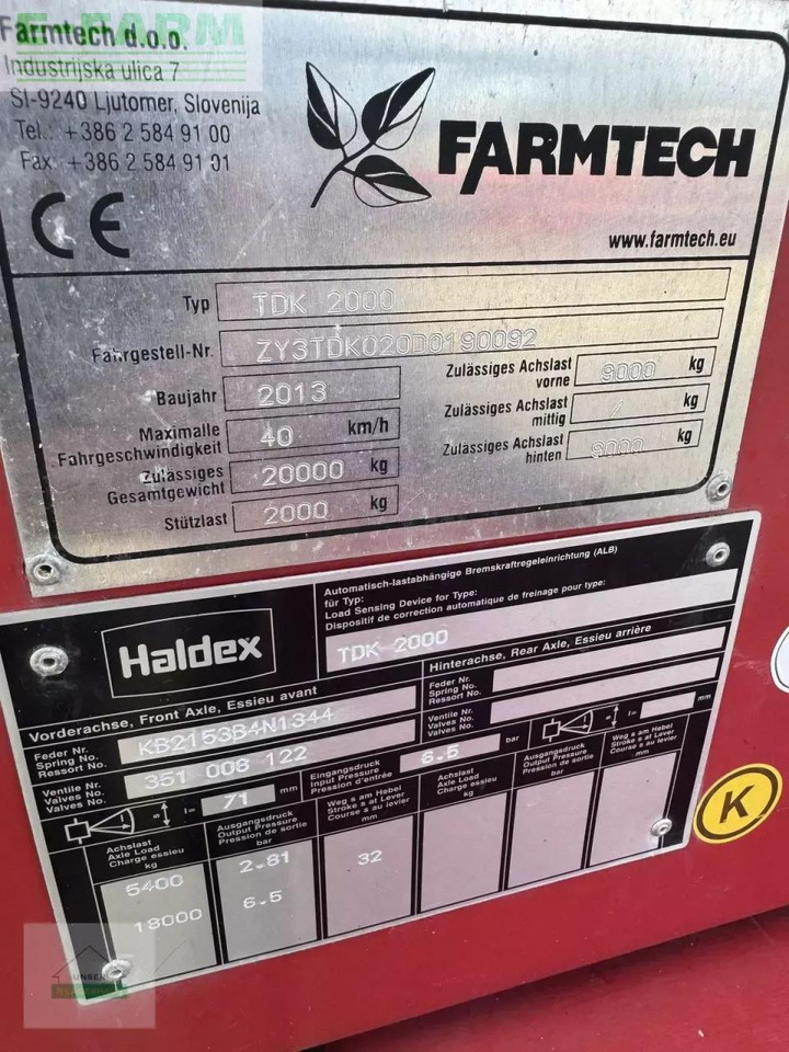 Farmtech 2000 - Farm tipping trailer/ Dumper: picture 4 Farmtech 2000 - Farm tipping trailer/ Dumper: picture 4