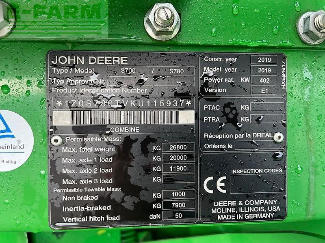 Combine harvester John Deere s 780i: picture 11
