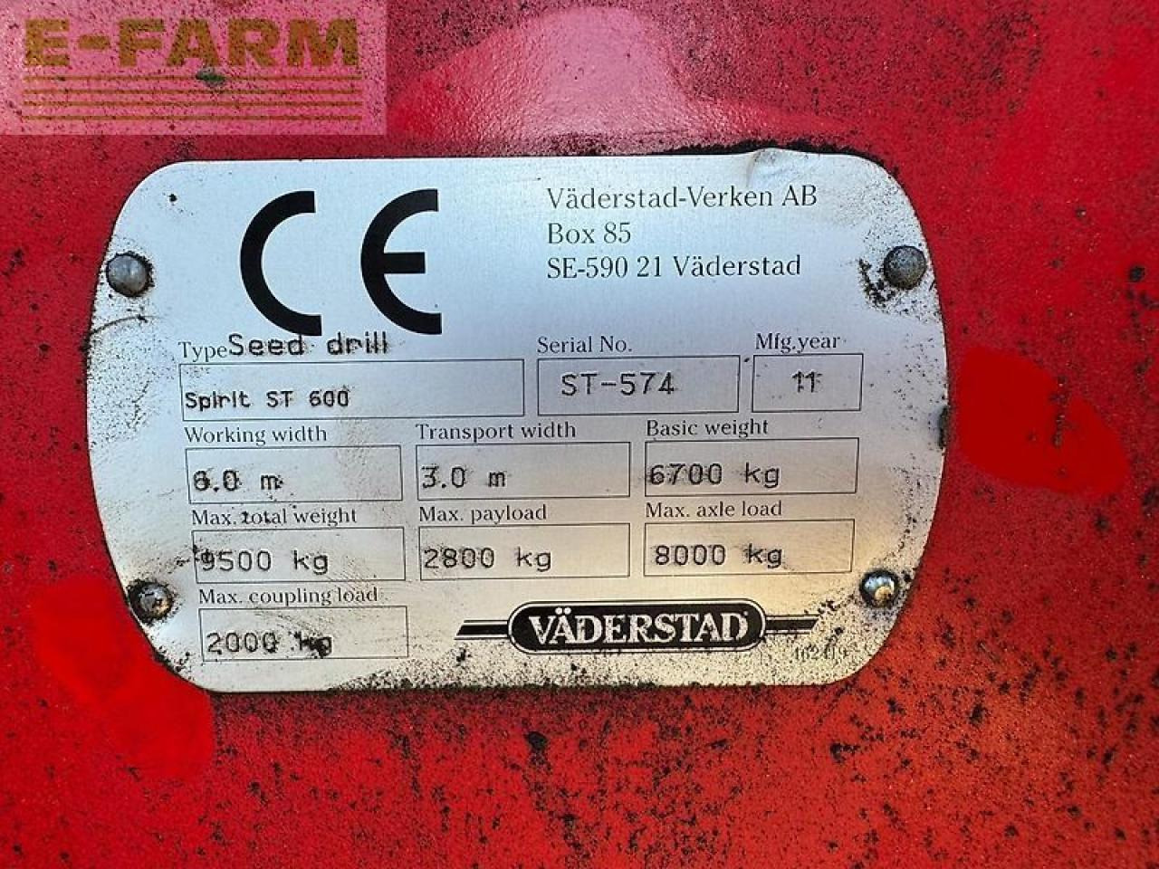 Seed drill Väderstad spirit 600c: picture 8