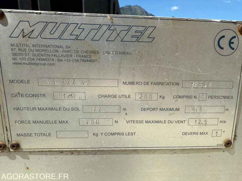 CAMION NACELLE 22M - 5530 H - 97 000 KM - 2010 - Truck mounted aerial platform: picture 2 CAMION NACELLE 22M - 5530 H - 97 000 KM - 2010 - Truck mounted aerial platform: picture 2