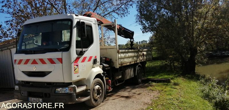 Camion benne avec grue - Renault Midlum 2001 293846kms - Truck: picture 1 Camion benne avec grue - Renault Midlum 2001 293846kms - Truck: picture 1