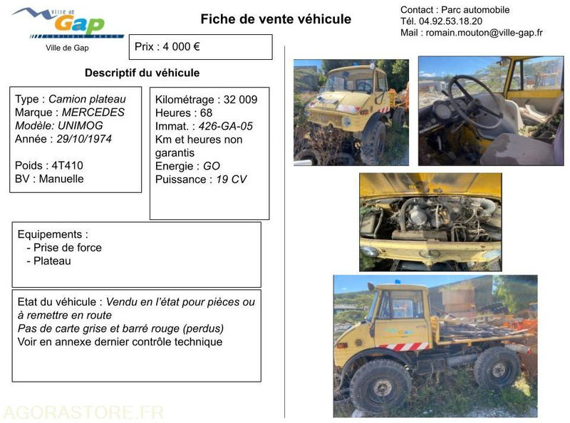 Camion plateau Mercedes Unimog - Truck: picture 1 Camion plateau Mercedes Unimog - Truck: picture 1