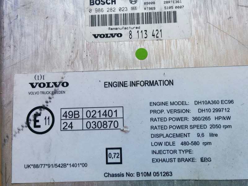 Volvo Bosh 0986282023 . /1209/ - ECU: picture 1 Volvo Bosh 0986282023 . /1209/ - ECU: picture 1