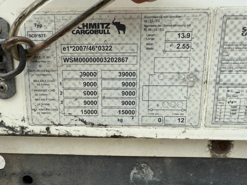 Curtainsider semi-trailer Schmitz Cargobull 3 AXLE + COIL - DISC BRAKES + SLIDING ROOF: picture 15 Curtainsider semi-trailer Schmitz Cargobull 3 AXLE + COIL - DISC BRAKES + SLIDING ROOF: picture 15