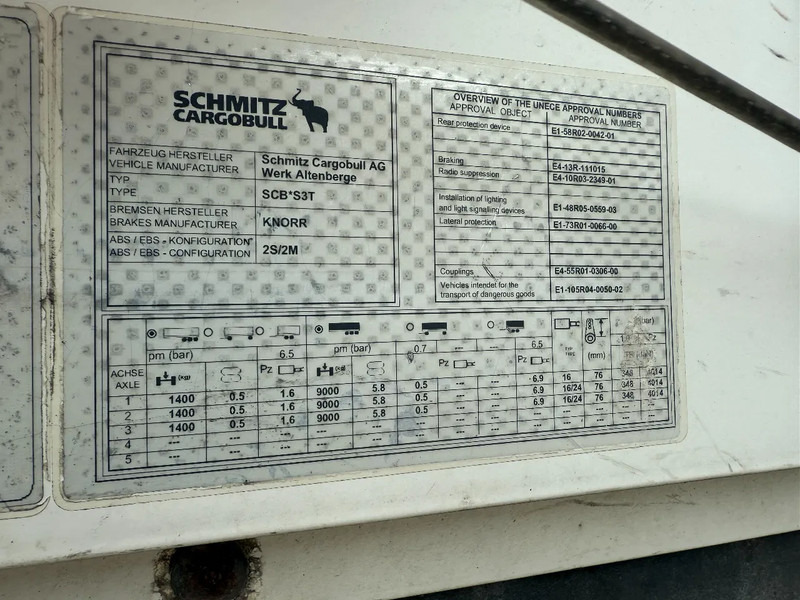 Curtainsider semi-trailer Schmitz Cargobull 3 AXLE + COIL - DISC BRAKES + SLIDING ROOF: picture 16 Curtainsider semi-trailer Schmitz Cargobull 3 AXLE + COIL - DISC BRAKES + SLIDING ROOF: picture 16