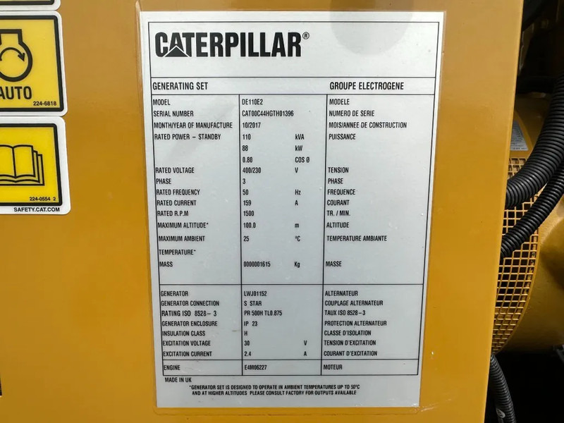 Caterpillar DE110E2 110 kVA Silent generatorset as New ! 121 hours XXL tank - Generator set: picture 3 Caterpillar DE110E2 110 kVA Silent generatorset as New ! 121 hours XXL tank - Generator set: picture 3