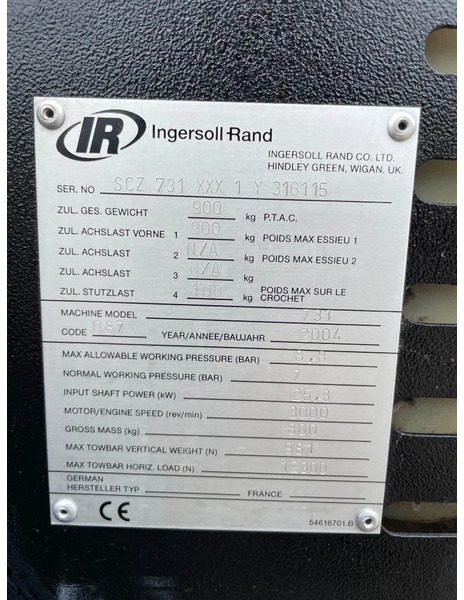 Ingersoll Rand 731 Isuzu diesel, 3,1 m3 - 7 Bar mobiele compressor LOW HOURS! - Air compressor: picture 4 Ingersoll Rand 731 Isuzu diesel, 3,1 m3 - 7 Bar mobiele compressor LOW HOURS! - Air compressor: picture 4