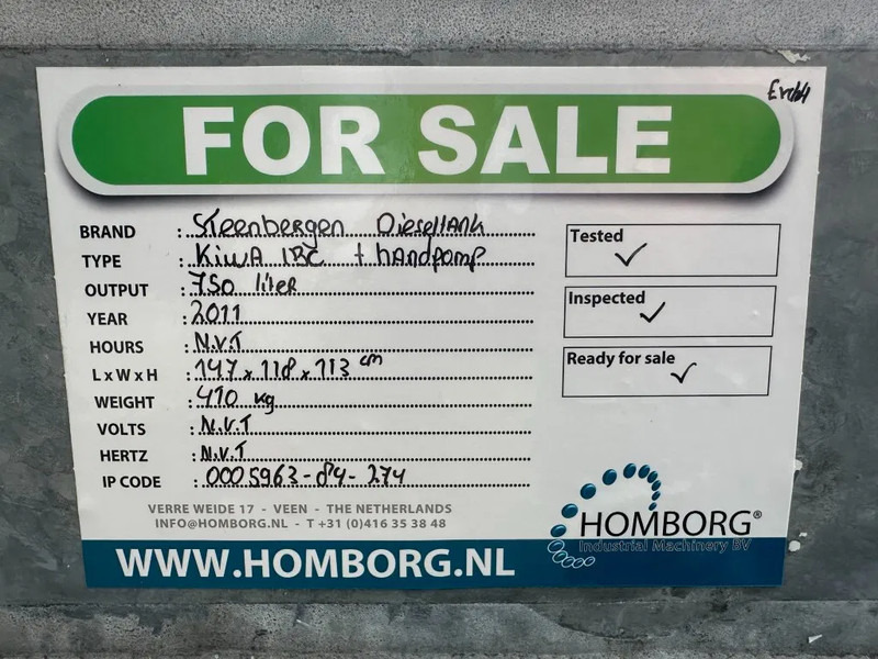 Storage tank Kiwa IBC Steenbergen 750 liter Dieseltank met Handpomp Milieutank Gegalvaniseerd: picture 13 Storage tank Kiwa IBC Steenbergen 750 liter Dieseltank met Handpomp Milieutank Gegalvaniseerd: picture 13