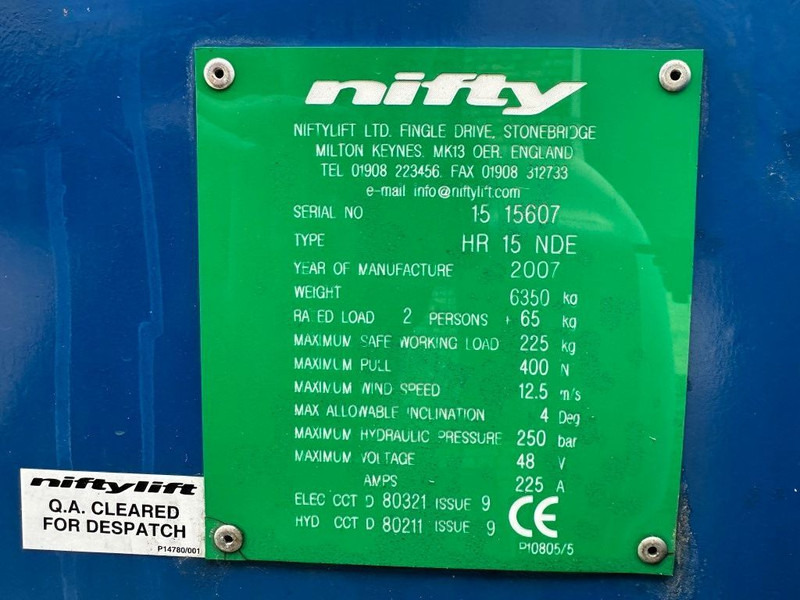Niftylift HR 15 NDE Kubota Diesel Hybride Knikarm Hoogwerker 15.6 meter werkhoogte - Articulated boom: picture 3 Niftylift HR 15 NDE Kubota Diesel Hybride Knikarm Hoogwerker 15.6 meter werkhoogte - Articulated boom: picture 3