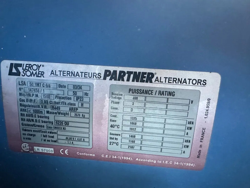 Generator set SDMO Perkins Leroy Somer 1460 kVA Silent generatorset Powerplant in 40 ft container: picture 9 Generator set SDMO Perkins Leroy Somer 1460 kVA Silent generatorset Powerplant in 40 ft container: picture 9