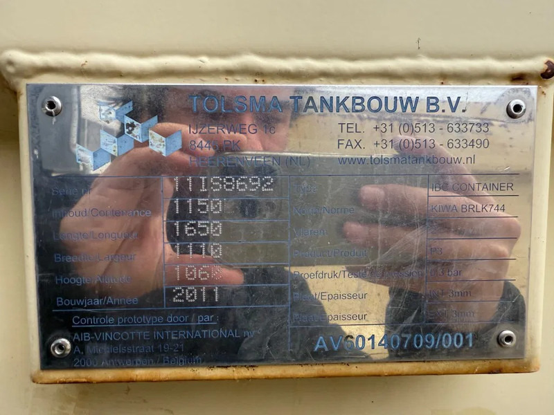 Tolsma Kiwa IBC 1150 liter Dieseltank Milieutank - Shipping container: picture 4 Tolsma Kiwa IBC 1150 liter Dieseltank Milieutank - Shipping container: picture 4