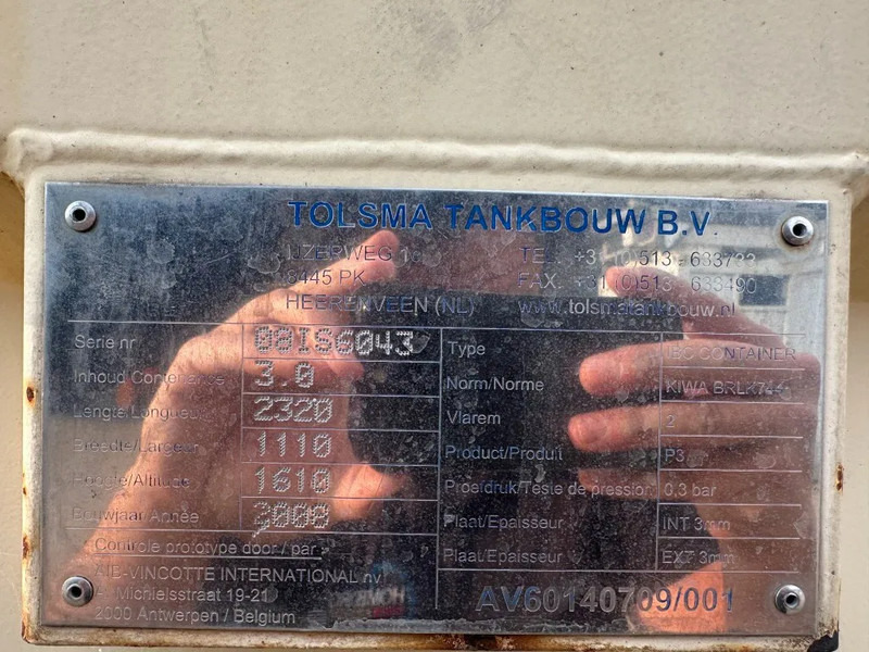 Tolsma Kiwa IBC 3000 liter Dieseltank Milieutank - Shipping container: picture 4 Tolsma Kiwa IBC 3000 liter Dieseltank Milieutank - Shipping container: picture 4