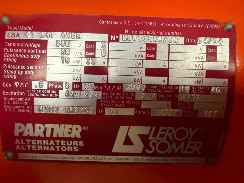 Generator set VM Leroy Somer 20 kVA gedempte noodstroom generatorset 514 hours: picture 6 Generator set VM Leroy Somer 20 kVA gedempte noodstroom generatorset 514 hours: picture 6