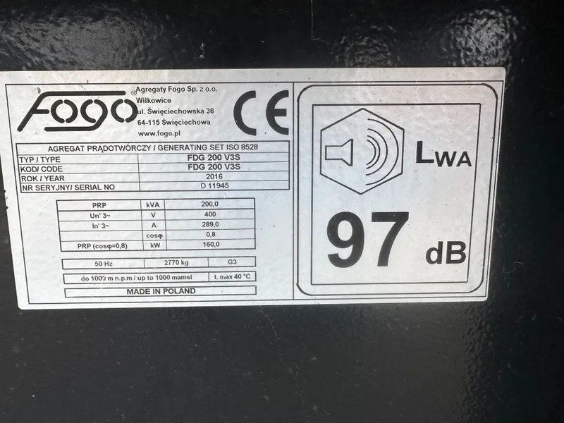 Volvo TAD 753 GE Fogo 200 kVA Silent generatorset 2016 - Generator set: picture 5 Volvo TAD 753 GE Fogo 200 kVA Silent generatorset 2016 - Generator set: picture 5