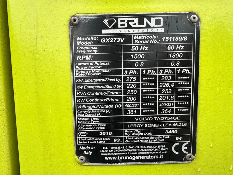 Volvo TAD 754 GE Bruno Leroy Somer 275 kVA Silent Rental generatorset - Generator set: picture 5 Volvo TAD 754 GE Bruno Leroy Somer 275 kVA Silent Rental generatorset - Generator set: picture 5