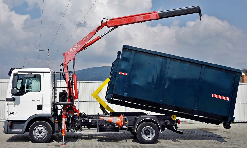 Crane truck, Hook lift truck MAN TGL 7.150  Abrollkipper + Kran !!: picture 6