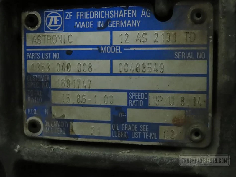 DAF Gearbox & Clutch Parts Versnellingsbak 12AS2131TD DAF - Gearbox for Truck: picture 3 DAF Gearbox & Clutch Parts Versnellingsbak 12AS2131TD DAF - Gearbox for Truck: picture 3