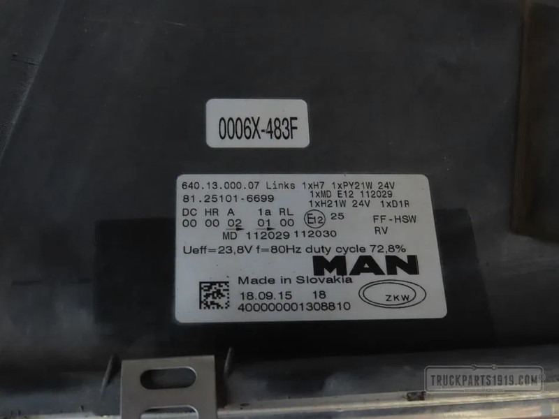 MAN 81.25101.6699 | Koplamp Li. - Headlight for Truck: picture 3 MAN 81.25101.6699 | Koplamp Li. - Headlight for Truck: picture 3
