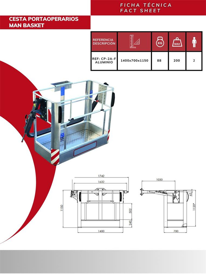 Aluminum Operator Basket CP-2A-F - Attachment for Loader crane: picture 3 Aluminum Operator Basket CP-2A-F - Attachment for Loader crane: picture 3