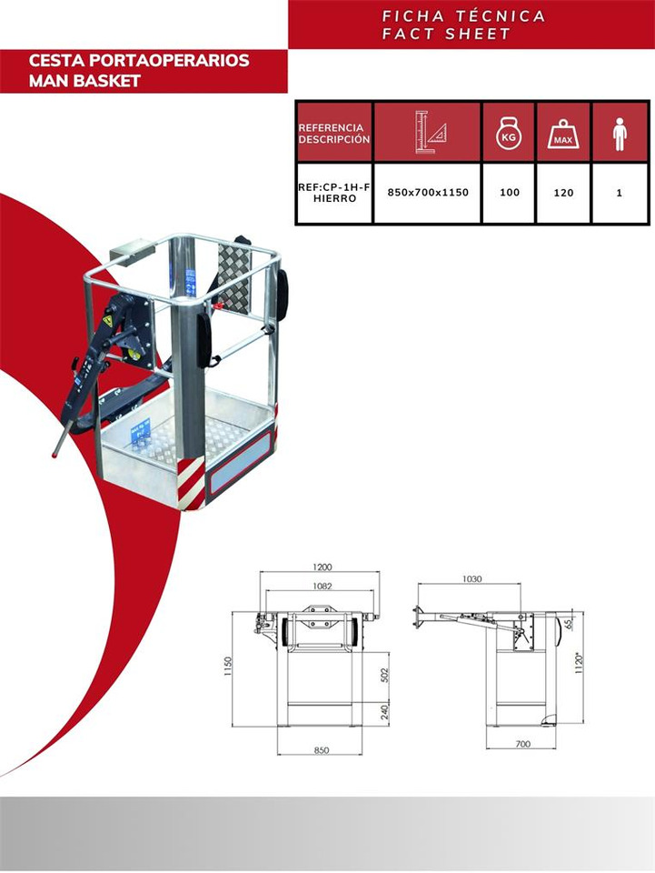 Iron man operator basket CP-1H-F - Attachment for Loader crane: picture 3 Iron man operator basket CP-1H-F - Attachment for Loader crane: picture 3