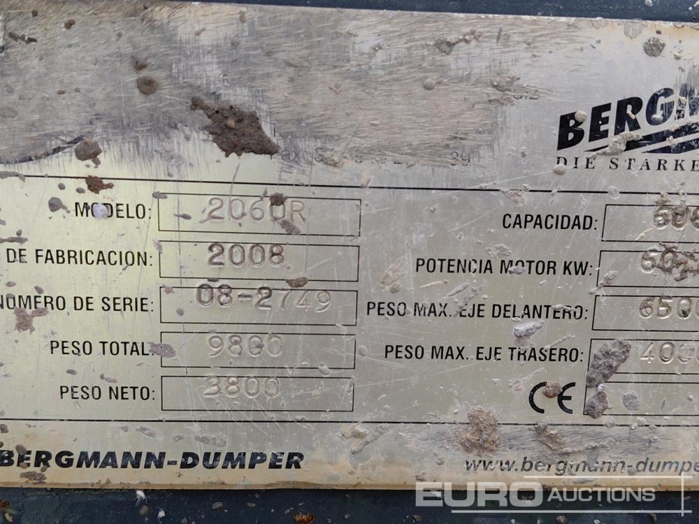 2008 Bergmann 2060R - Mini dumper: picture 3 2008 Bergmann 2060R - Mini dumper: picture 3