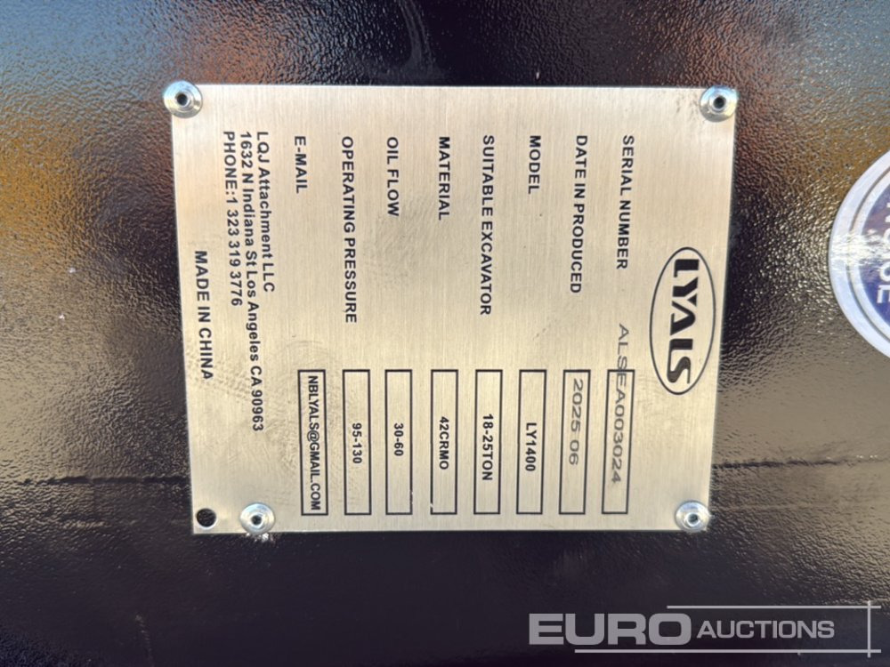 Unused 2025 Lyals LY1400 - Hydraulic hammer: picture 5 Unused 2025 Lyals LY1400 - Hydraulic hammer: picture 5
