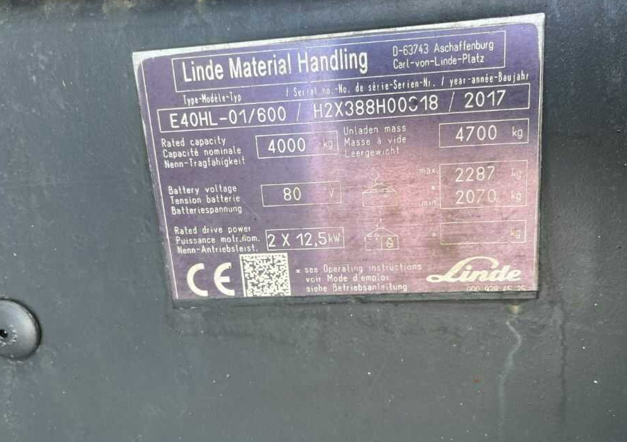 Linde E40HL-01/600 - Electric forklift: picture 4 Linde E40HL-01/600 - Electric forklift: picture 4