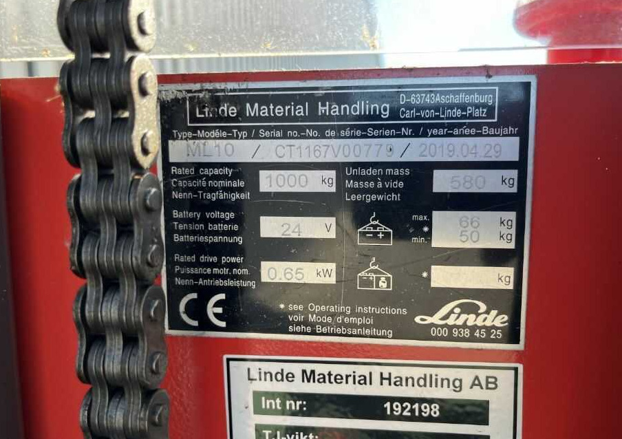 Linde ML10 - Stacker: picture 4 Linde ML10 - Stacker: picture 4