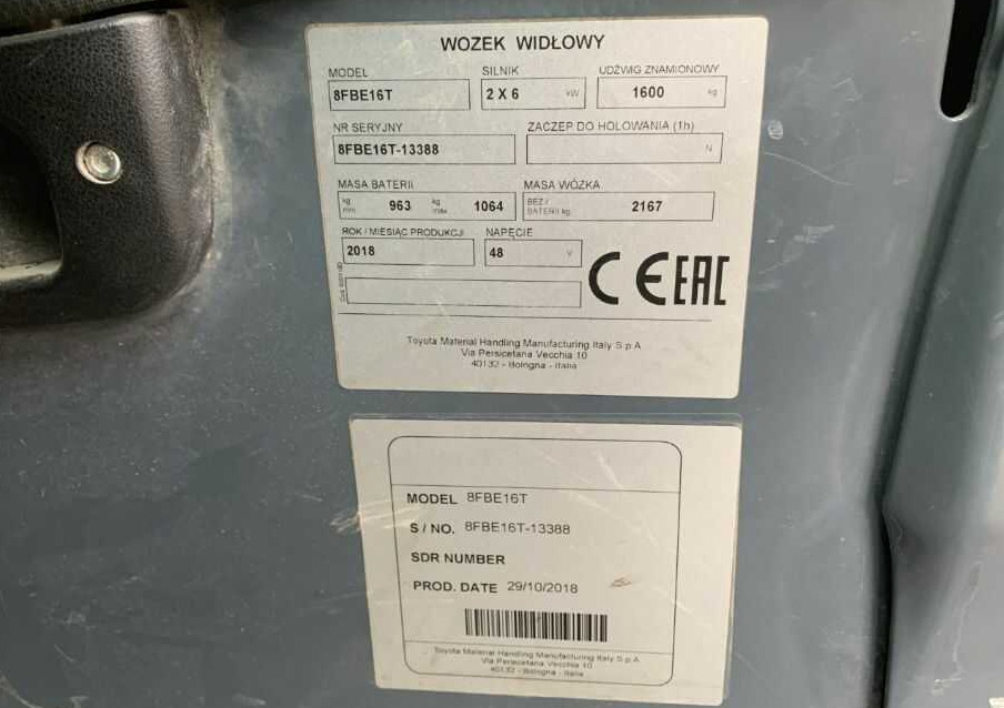 Toyota 8FBE16T - Electric forklift: picture 4 Toyota 8FBE16T - Electric forklift: picture 4