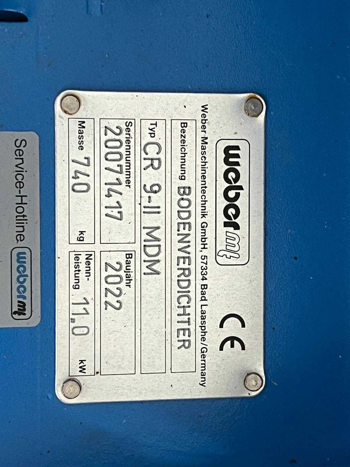 Vibratory plate Weber CR 9 MDM Hatz-Diesel / 740kg / DEMO / 2022: picture 11