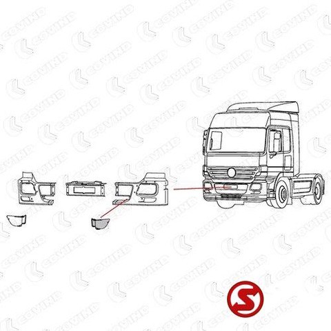 Mercedes-Benz Bumper plastic actros mp2 links - Cab and interior for Truck: picture 2 Mercedes-Benz Bumper plastic actros mp2 links - Cab and interior for Truck: picture 2