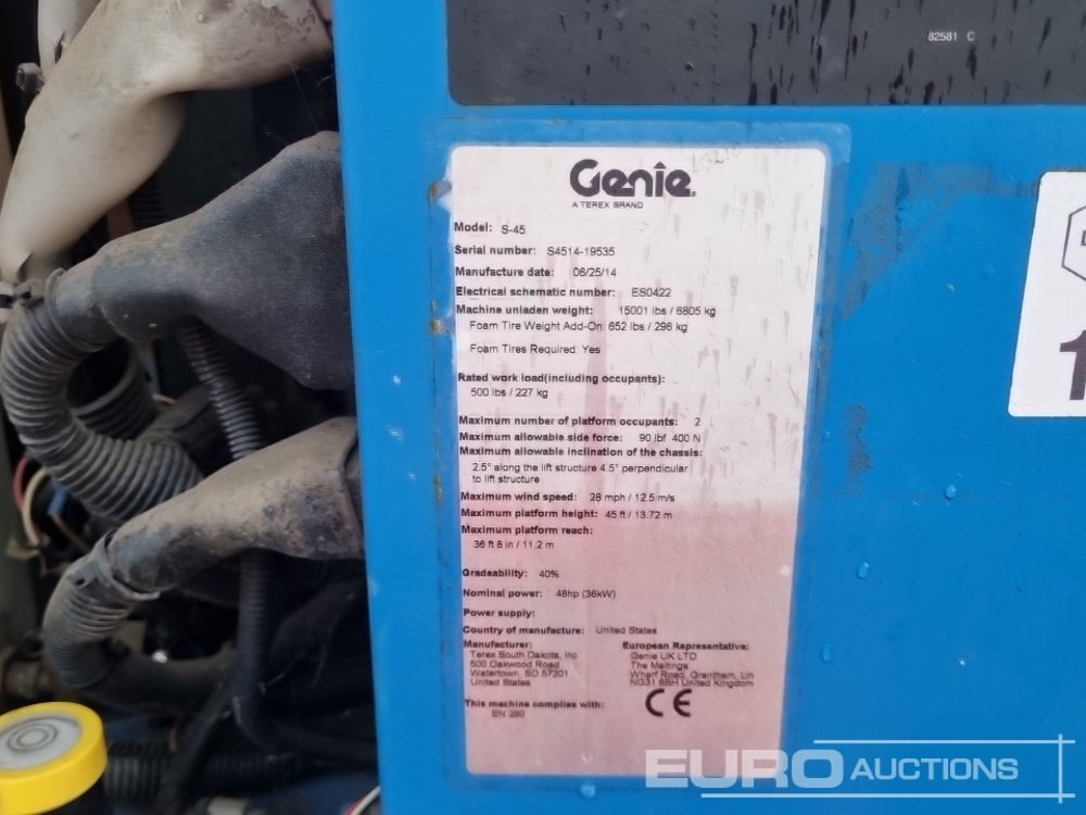 Aerial platform 2014 Genie S45: picture 46