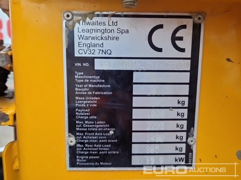 Mini dumper 2016 Thwaites 1 Ton: picture 32