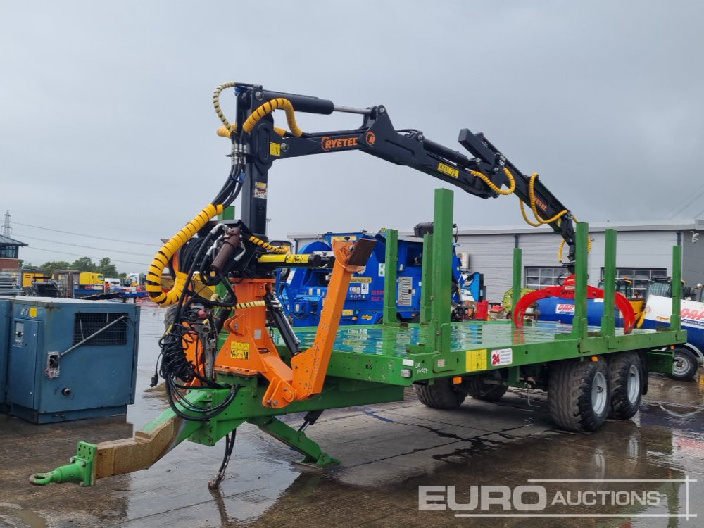 2018 Pronar Twin Axle Draw Bar Flat Bed Timber Trailer, Ryetec KTS 7.5 Loading Crane, Hydraulic Rotating Log Grab, Air Brakes - Farm trailer: picture 1 2018 Pronar Twin Axle Draw Bar Flat Bed Timber Trailer, Ryetec KTS 7.5 Loading Crane, Hydraulic Rotating Log Grab, Air Brakes - Farm trailer: picture 1