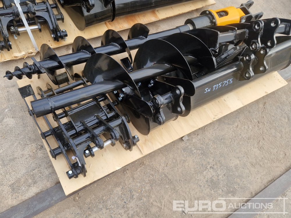 Unused 8", 12" Auger, 31", 9" Bucket, 16" Grapple, Ripper, Quick Hitch to suit Mini Excavator - Attachment for Excavator: picture 1 Unused 8", 12" Auger, 31", 9" Bucket, 16" Grapple, Ripper, Quick Hitch to suit Mini Excavator - Attachment for Excavator: picture 1