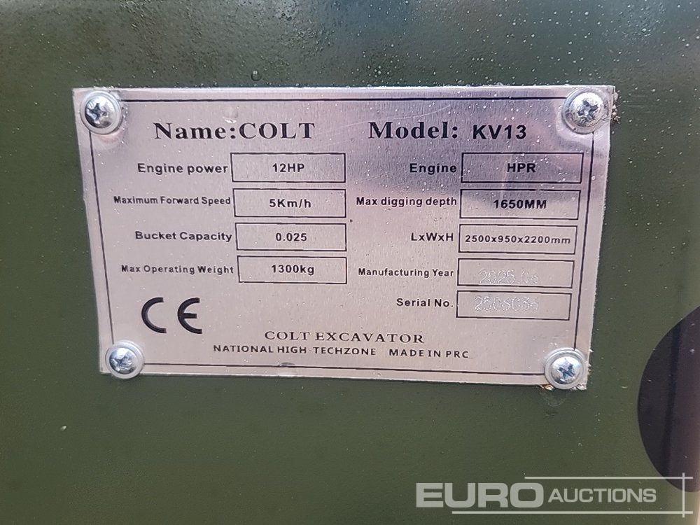 Unused 2025 Colt KV13 - Mini excavator: picture 2 Unused 2025 Colt KV13 - Mini excavator: picture 2
