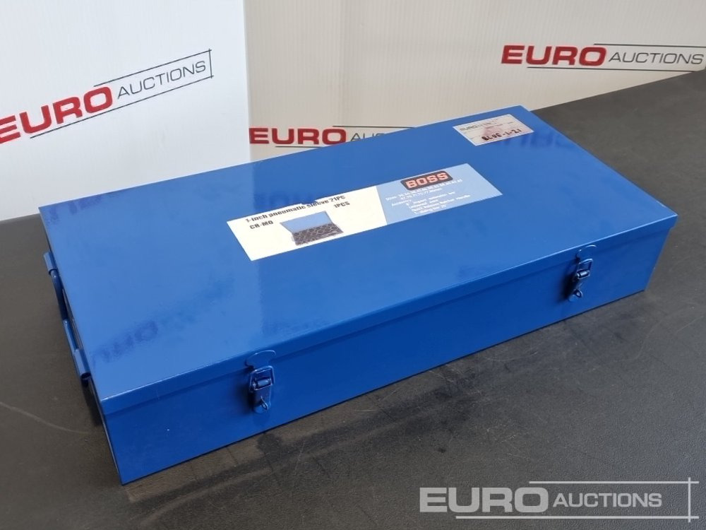 Unused Boss 1" 21pc Pneumatic Socket Set, 8" Impact Extension Bar, Universal Joint, Quick Release Ratchet Handle, 20" T-sliding Bar - Workshop equipment: picture 1 Unused Boss 1" 21pc Pneumatic Socket Set, 8" Impact Extension Bar, Universal Joint, Quick Release Ratchet Handle, 20" T-sliding Bar - Workshop equipment: picture 1