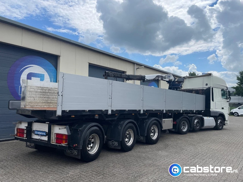 Pacton T3-003 3-assige stenen oplegger 2-assen gestuurd + Kennis Type 14.000 loopkraan - Rotator - stenenklem - Dropside/ Flatbed semi-trailer: picture 1 Pacton T3-003 3-assige stenen oplegger 2-assen gestuurd + Kennis Type 14.000 loopkraan - Rotator - stenenklem - Dropside/ Flatbed semi-trailer: picture 1