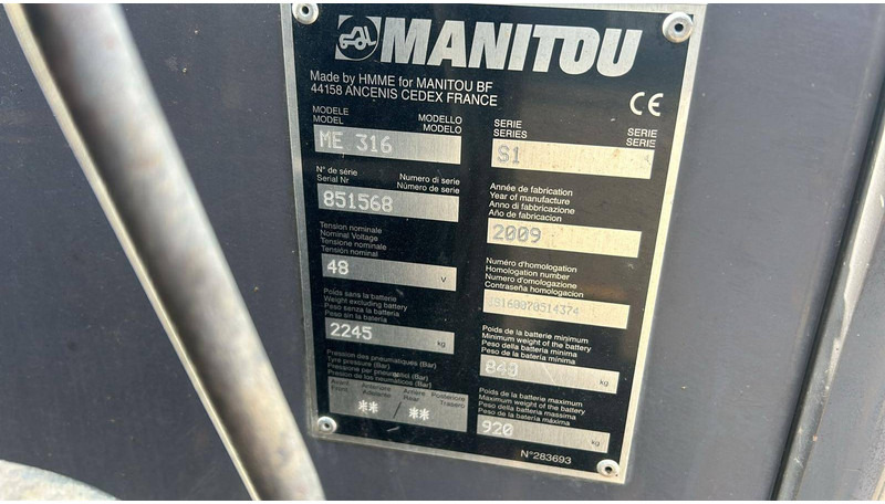 Manitou ME 316 - Electric forklift: picture 4 Manitou ME 316 - Electric forklift: picture 4