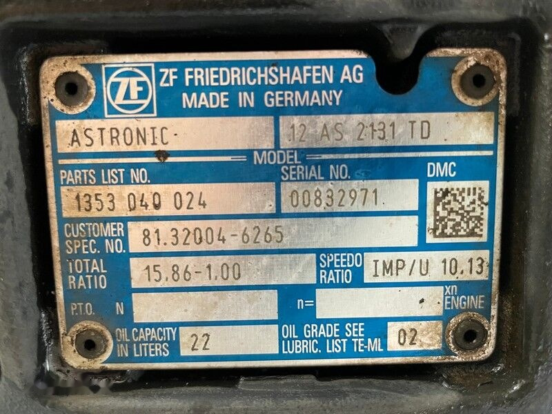 MAN ZF 12 AS 2131 TD R=15,86 -1,00 81.32004.6265 - Gearbox for Truck: picture 1 MAN ZF 12 AS 2131 TD R=15,86 -1,00 81.32004.6265 - Gearbox for Truck: picture 1